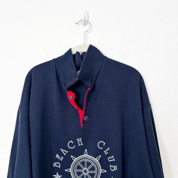 [Vintage] Navy Capri Beach Club Graphic Print Oversized Sweatshirt Size Medium M - Picture 3 of 12